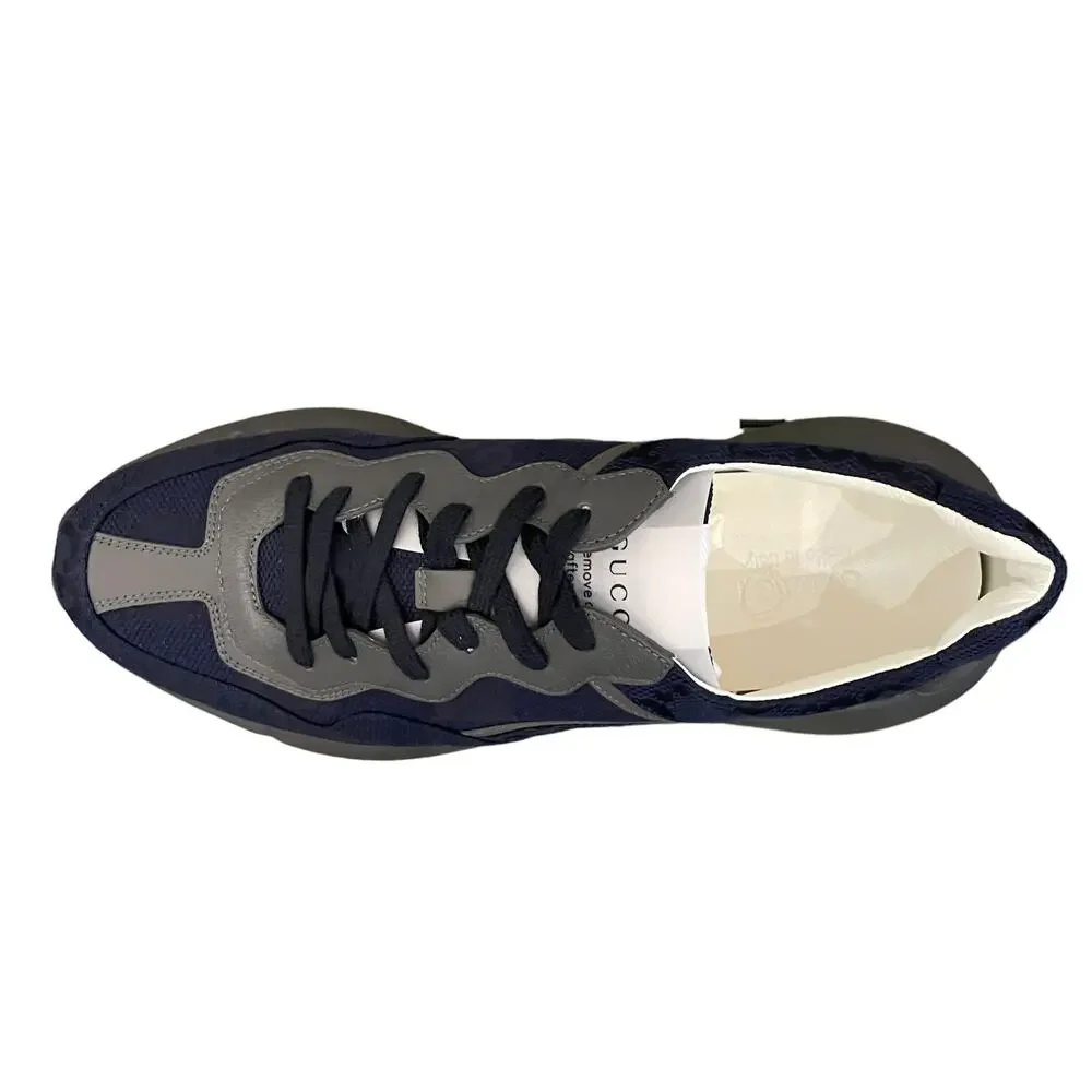 GUCCI GG Supreme Rhython Sneakers Navy Blue Gray Canvas Men's 11 | US 11.5 New